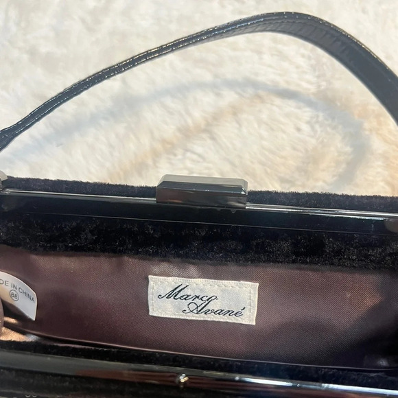 Vintage Marcy Avane’ Black Burnt Embossed Velvet Beaded Evening Bag Holiday - Picture 11 of 16